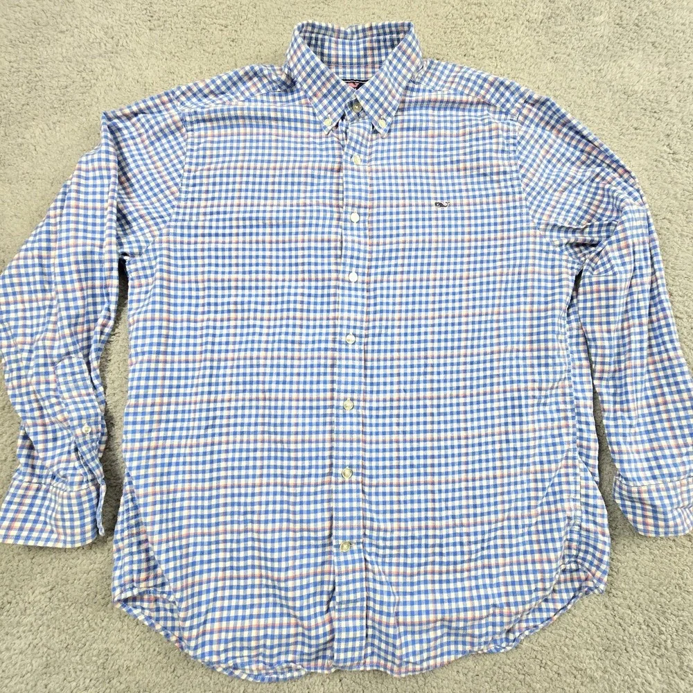 Vineyard Vines Mens Large Slim Fit‎ Whale Flannel Shirt Long Sleeve Button - Picture 2 of 11